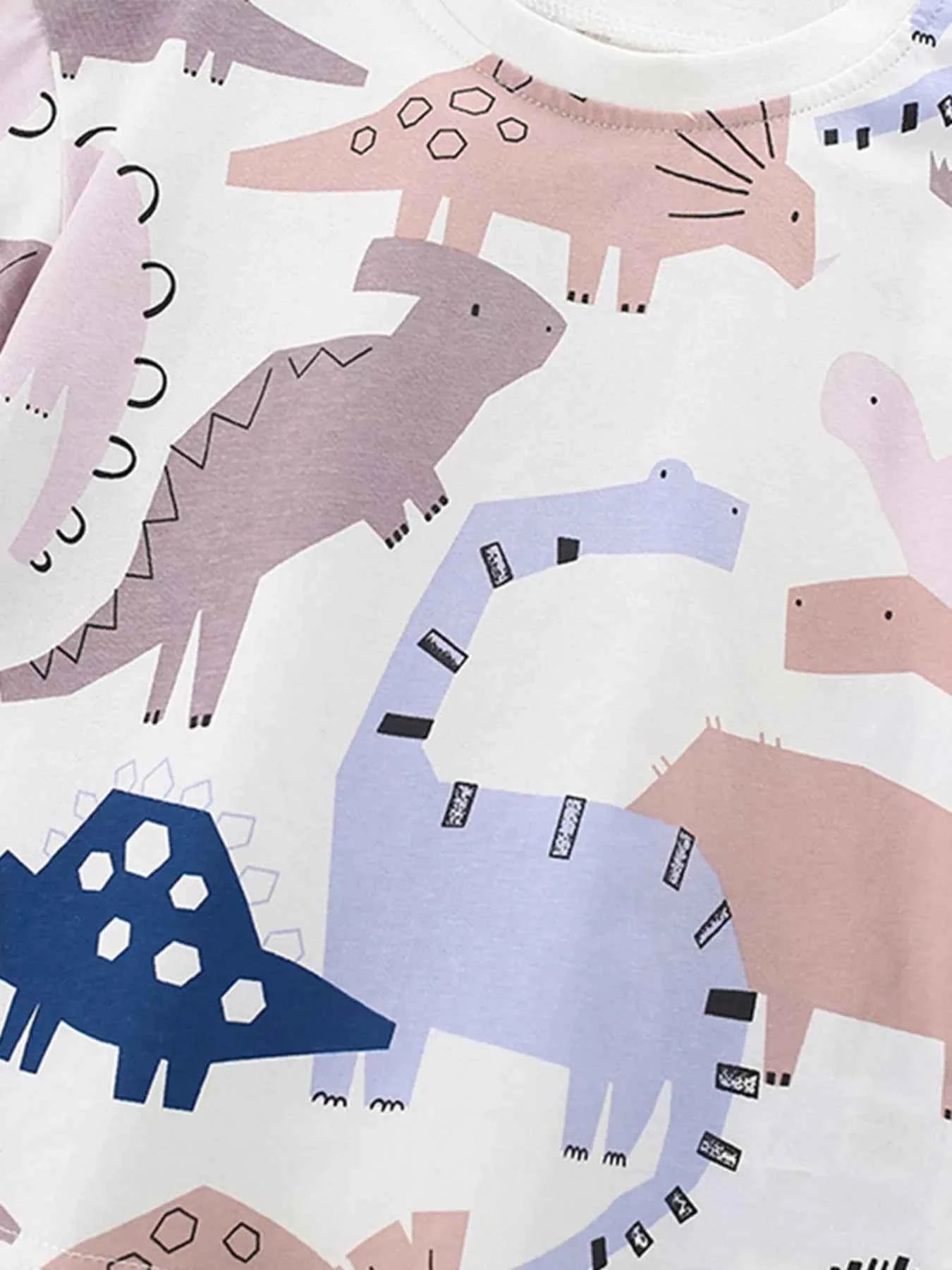 Children's Dinosaur Print Round Neck Top and Shorts Set