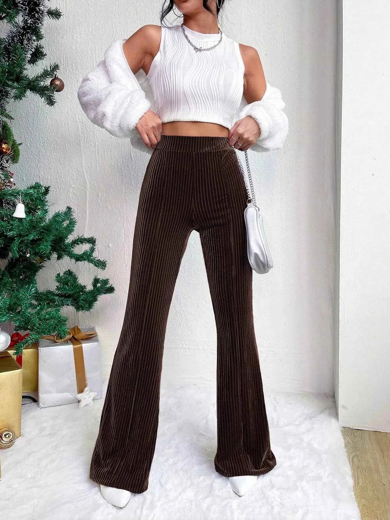 Corduroy High Waist Flare Pants