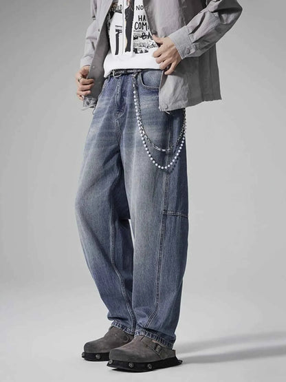 Men's Washed Relaxed Wide-Leg Jeans