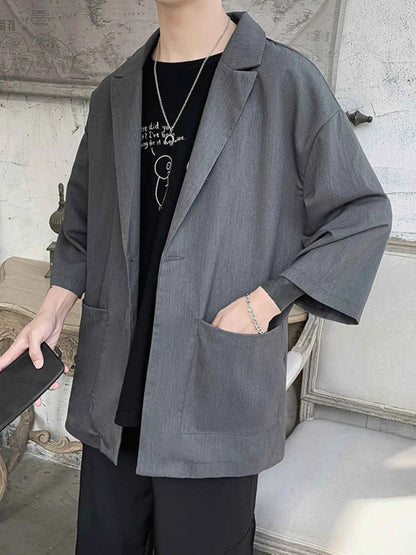 Men's One Button Long Sleeve Blazer
