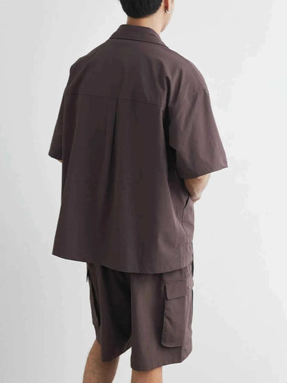 Men's Plus Size Button Up Short Sleeve Shirt and Shorts Set