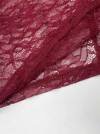 Lace Sheer Mock Neck Long Sleeve Maxi Dress