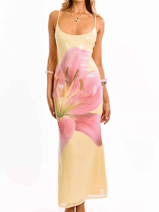 Flower Scoop Neck Maxi Cami Dress