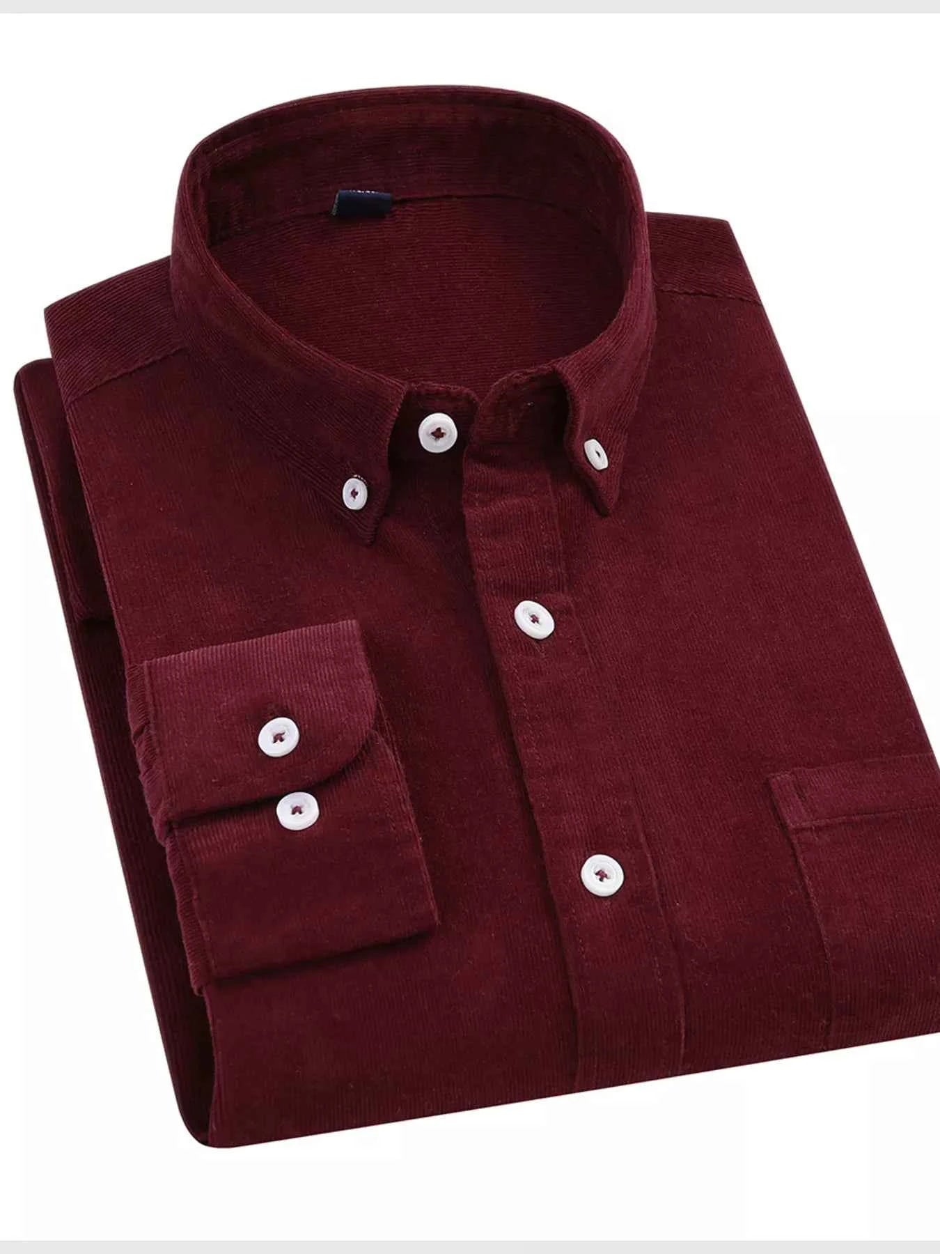 Men's Full Size Corduroy Long Sleeve Button-Down Shirt Plus Size