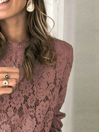 Full Size Floral Lace Flounce Sleeve Blouse Plus Size