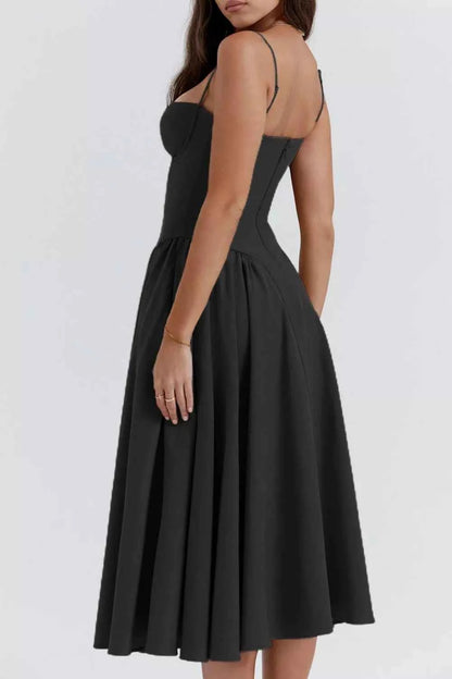 Sweetheart Neck Ruched Midi Dress