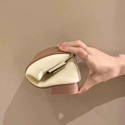 Round Toe Block Heels Slip-Ons