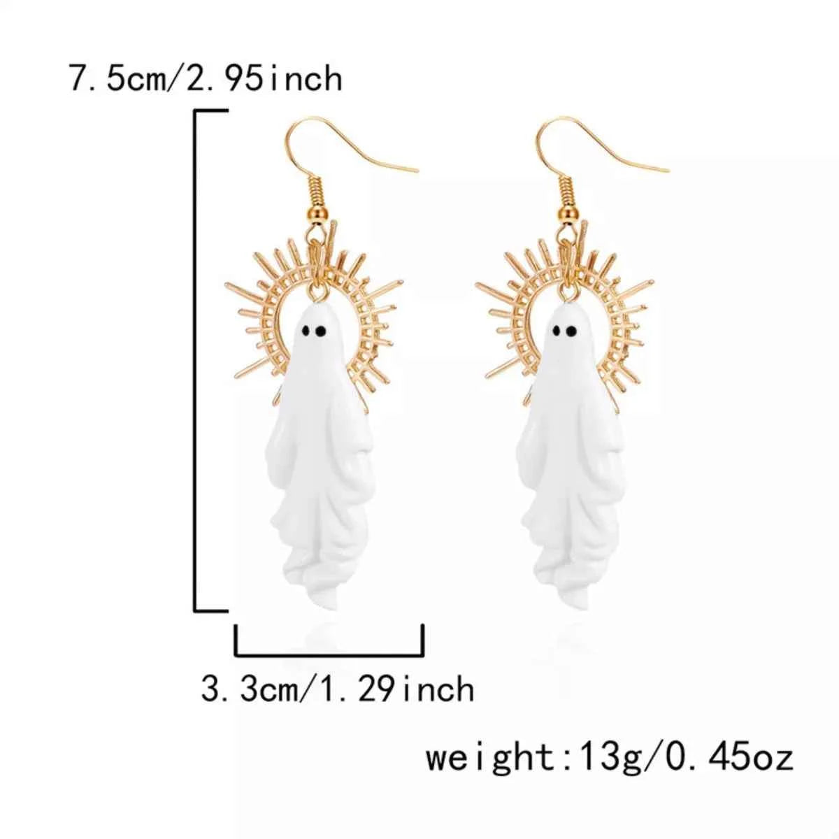 Halloween Sunburst Ghost Drop Earrings