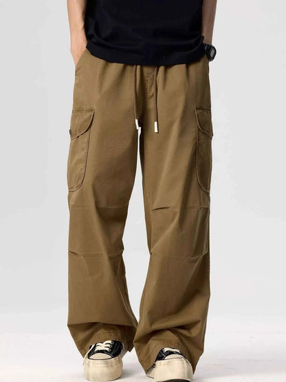 Men's Plus Size Drawstring Wide Leg Cargo Pants