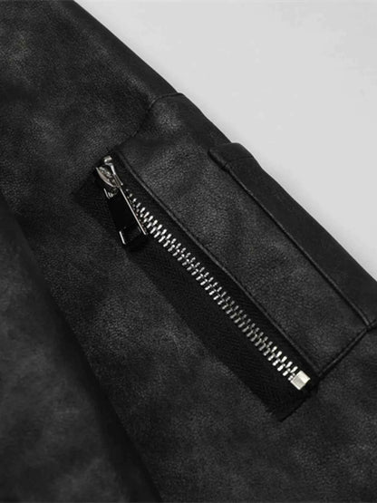 Men's Drawstring Washed Zip Up Hooded Jacket