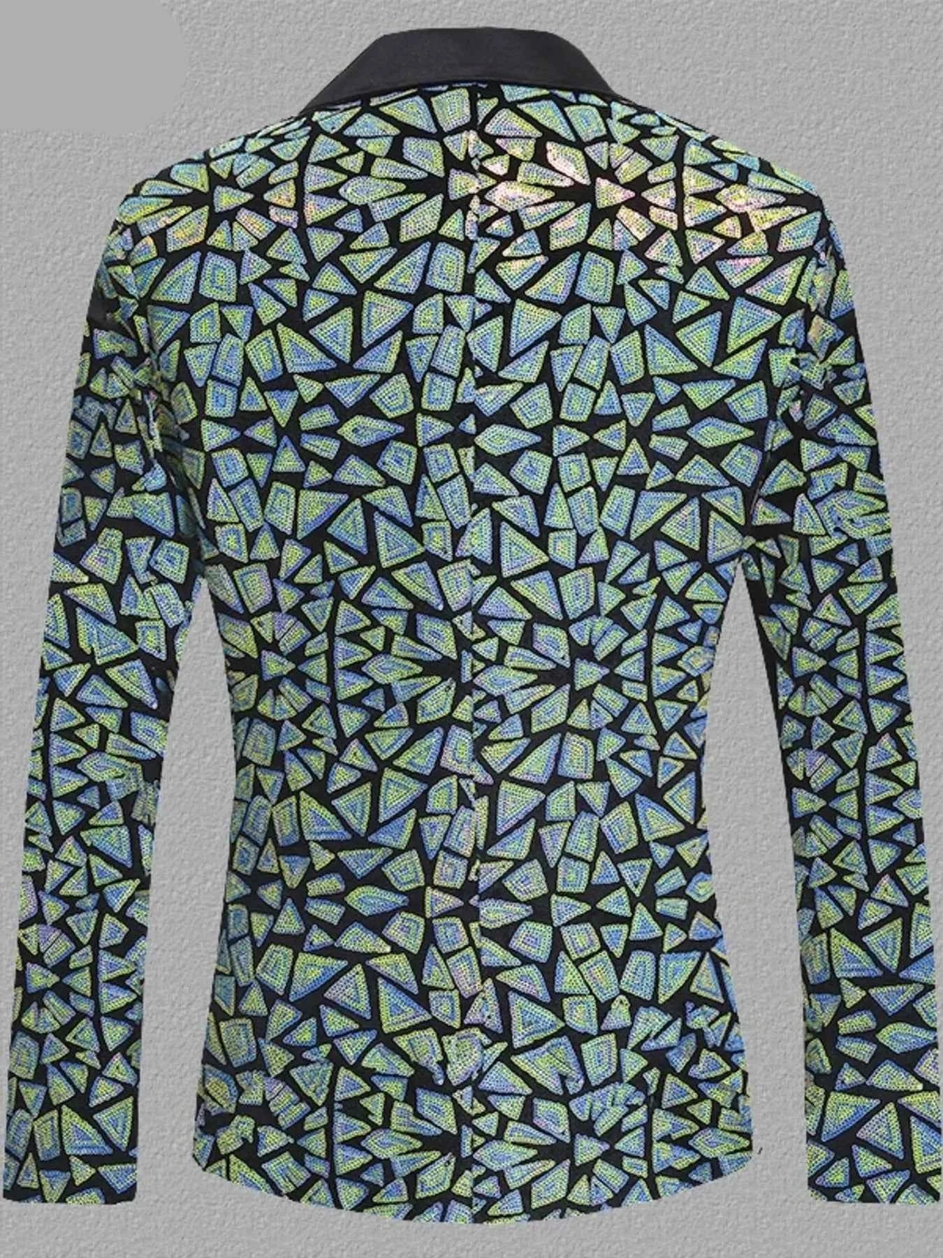 Men's Full Size Geometric One Button Blazer Plus Size