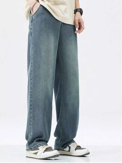 Men's Relaxed Fit Wide Leg Vintage Wash Jeans