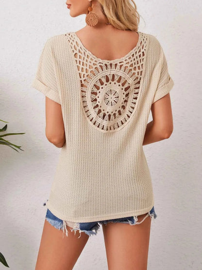 Boho Crochet Back Knit T-Shirt