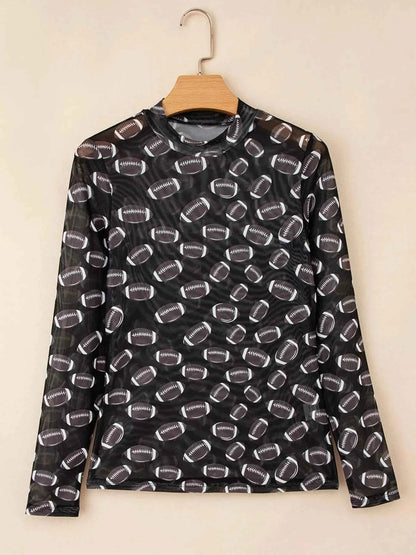 Game Day Mesh Sheer Long Sleeve Top