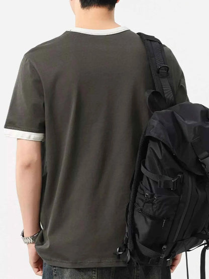 Men's Plus Size Two-Tone Short Sleeve Graphic T-Shirt