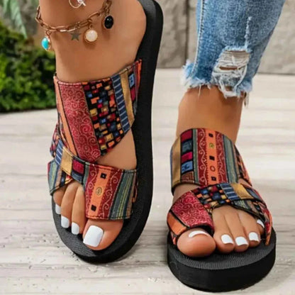 Bohemian Patterned Cutout Sandals