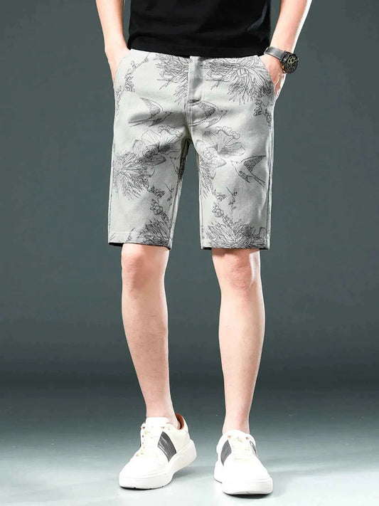Men's Tropical Palm Print Casual Shorts