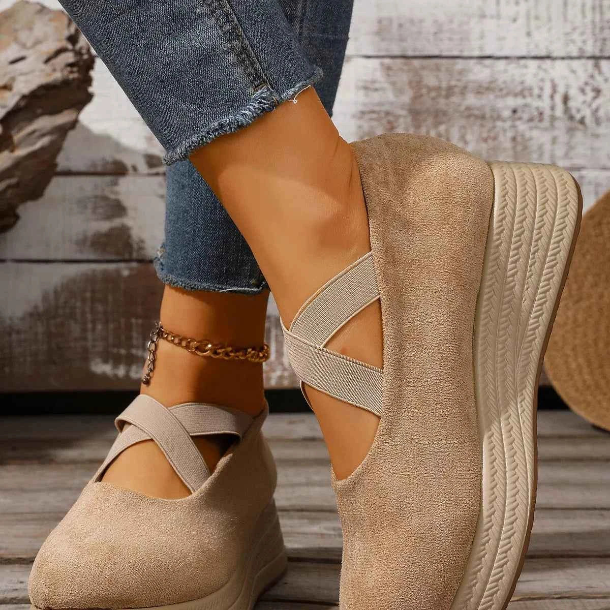 Crisscross Wedge Slip-Ons