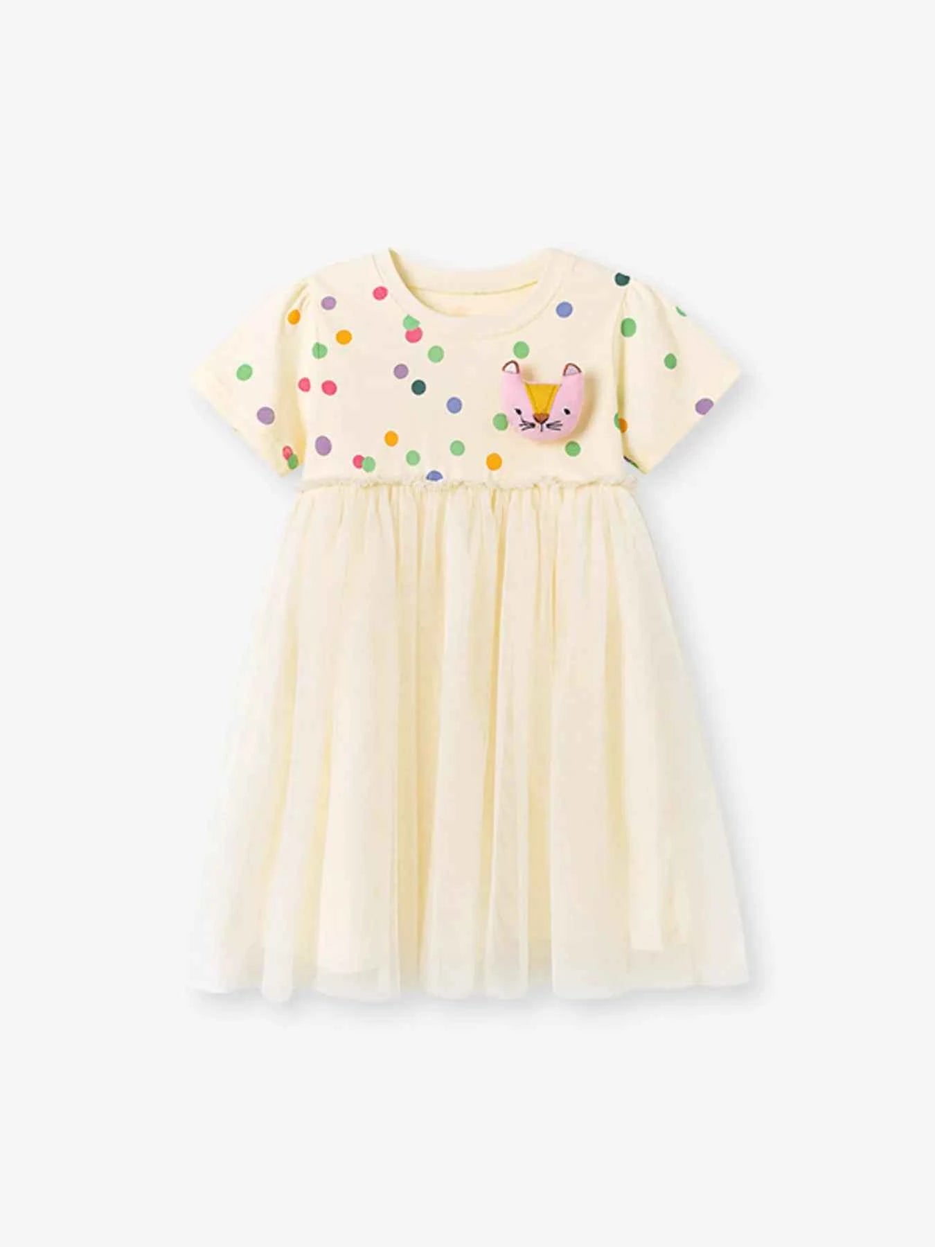 Children's Polka Dot Short Sleeve Tulle Dress