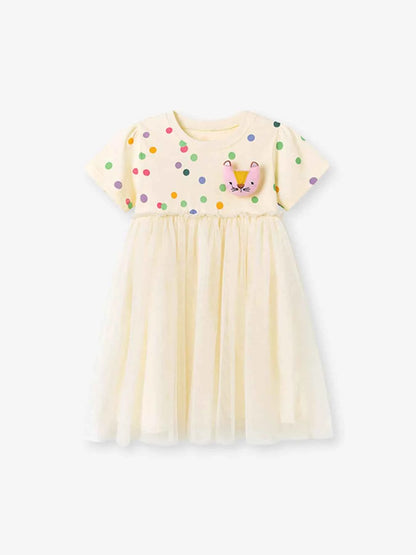 Children's Polka Dot Short Sleeve Tulle Dress