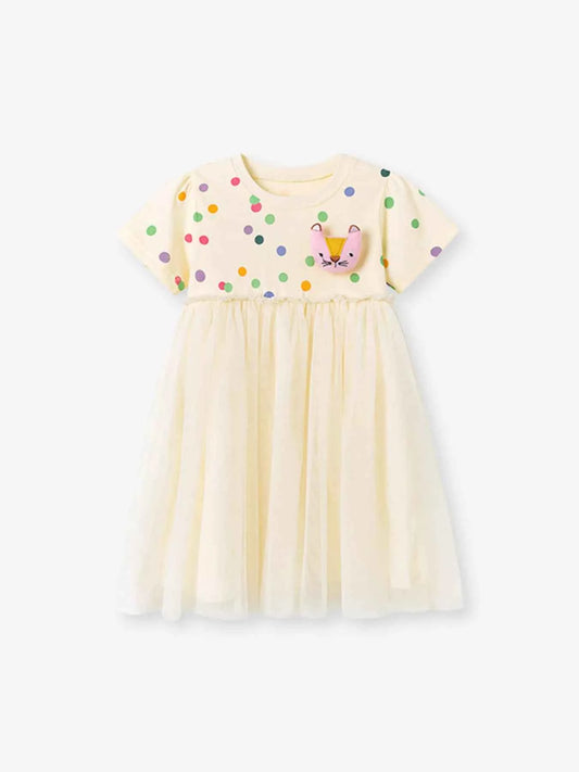 Children's Polka Dot Short Sleeve Tulle Dress