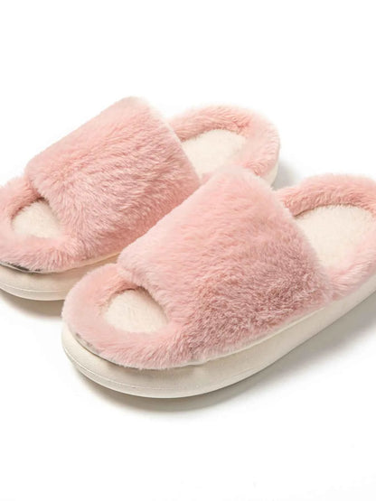 Fluffy Open Toe Comfort Slippers