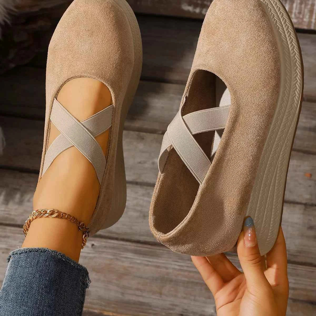 Crisscross Wedge Slip-Ons