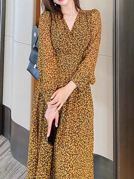 Floral Print Long Sleeve Dress