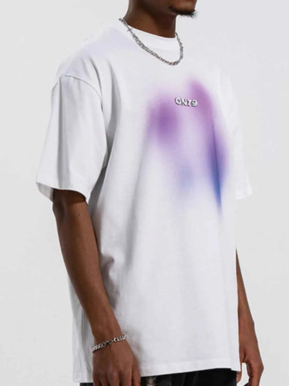 Men's Contrast Round Neck Short Sleeve T-Shirt