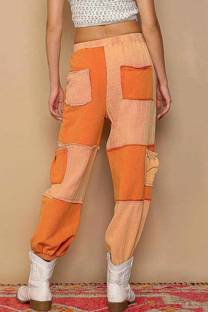 POL Drawstring Pocketed Contrast Jogger Pants