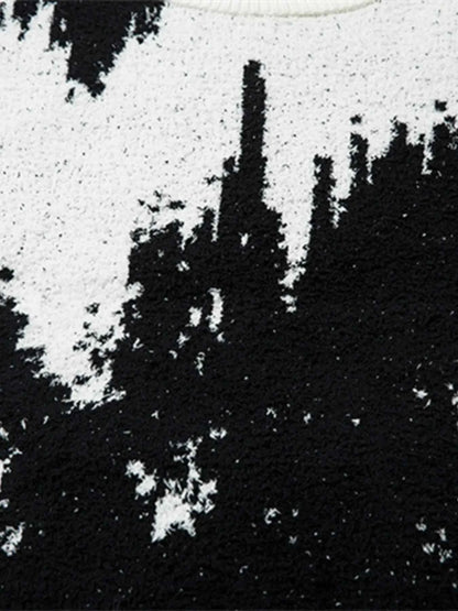 Men's Contrast Round Neck Long Sleeve Sweater