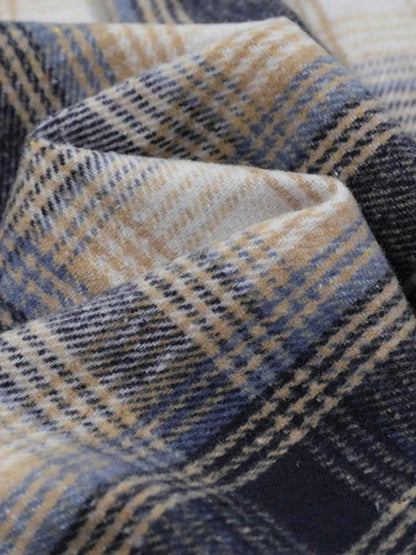 Men's Plaid Button Up Long Sleeve Jacket