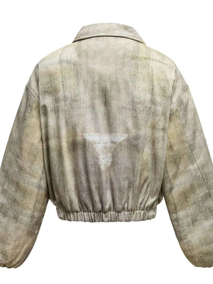 Men's Distressed Paint Splatter Zip Up Jacket