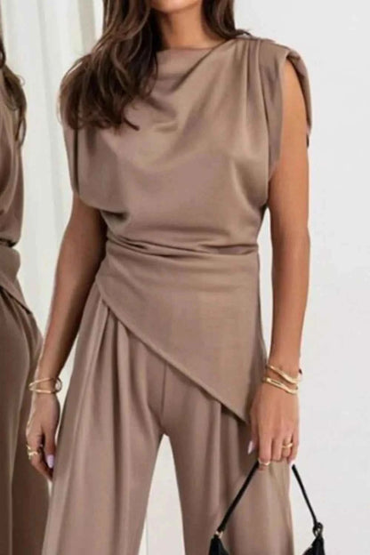 Round Neck Top and Pants Set