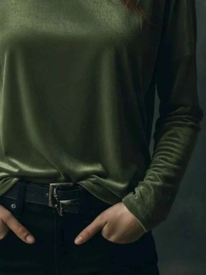 Full Size Velvet Long Sleeve T-Shirt Plus Size