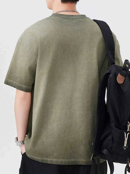 Men's Plus Size Letter Round Neck Short Sleeve T-Shirt