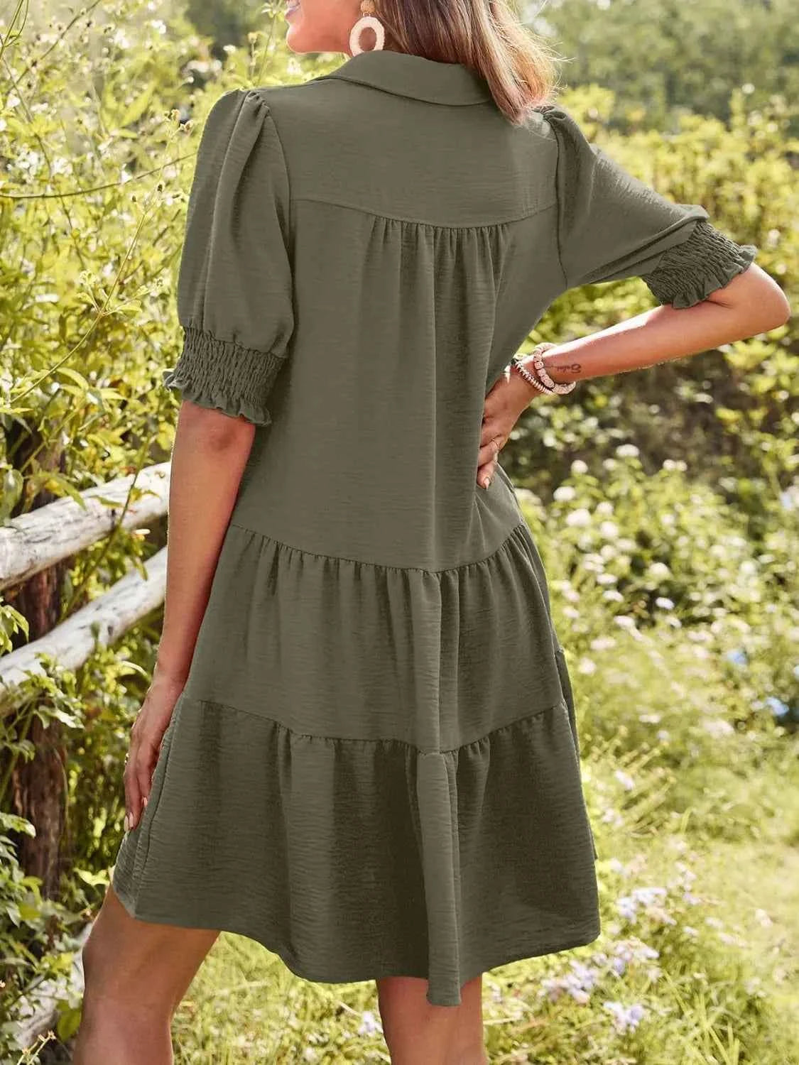 Johnny Collar Short Sleeve Mini Dress