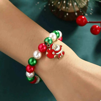 5 Piece Christmas Synthetic Pearl Bracelet
