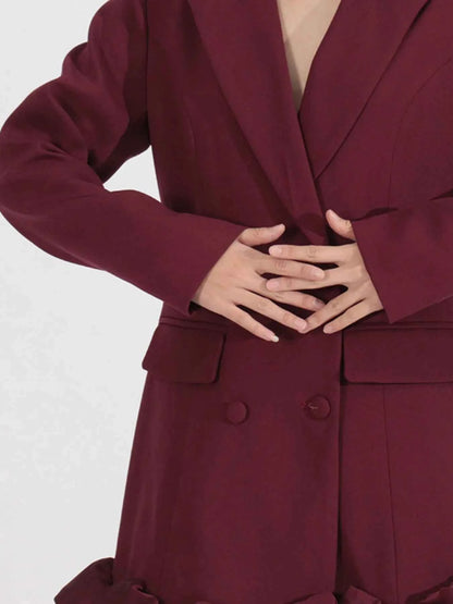 Ruffle Hem Double-Breasted Blazer Dress