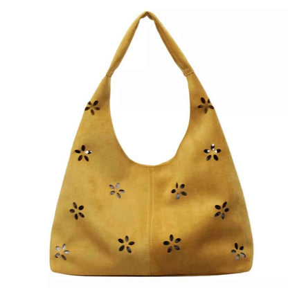 Floral Cutout Corduroy Shoulder Bag