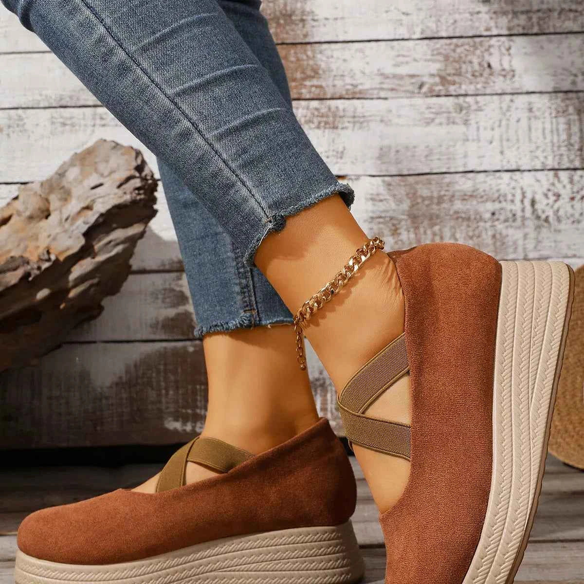 Crisscross Wedge Slip-Ons