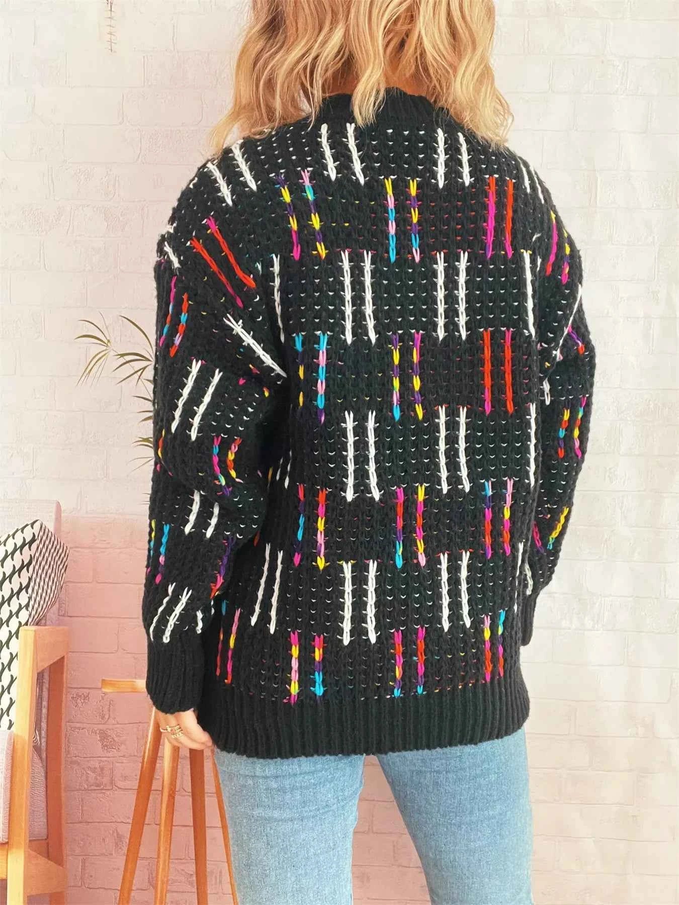 Colorful Round Neck Long Sleeve Sweater