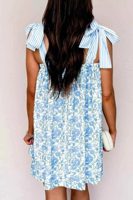 Floral Print Tie-Strap Mini Dress