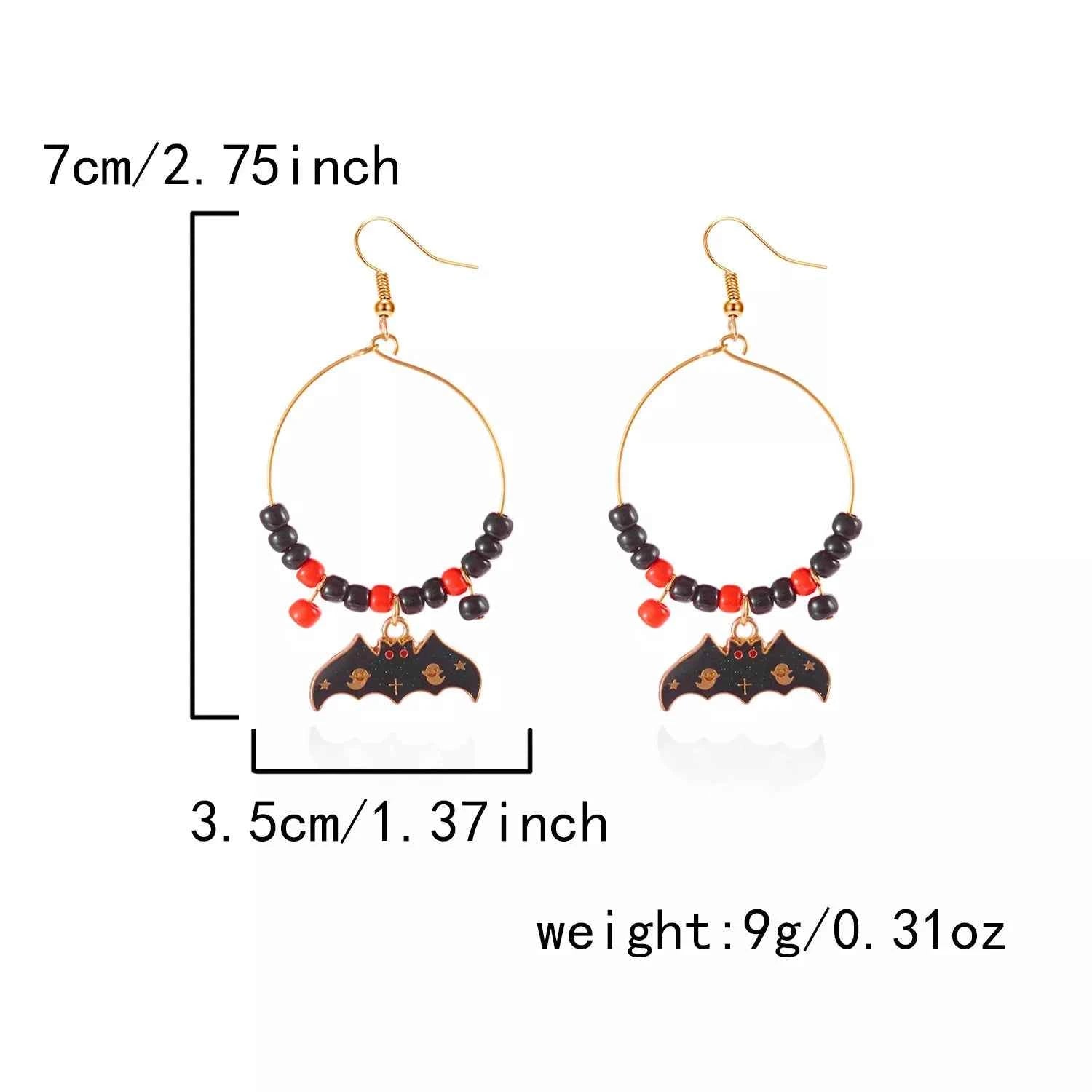Halloween Bat Charm Hoop Earrings