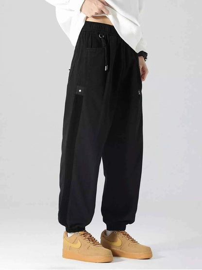 Men's Plus Size Drawstring Cargo Joggers with Pockets