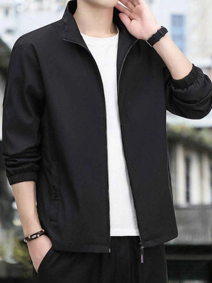 Men's Plus Size Zip Up Long Sleeve Jacket