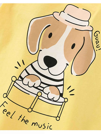 Children's Dog Graphic T-Shirt and Shorts Set