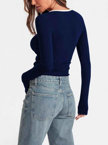 Scoop Neck Long Sleeve T-Shirt