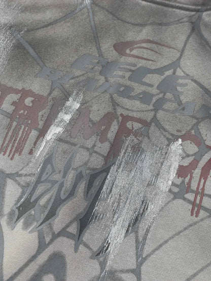 Men's Gothic Spider Web Graffiti Print Hoodie