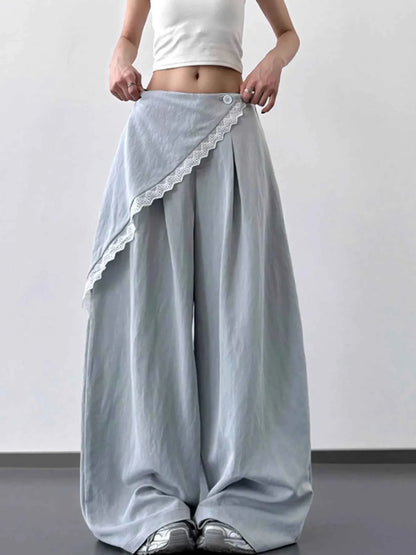 Lace Detail Wide Leg Pants